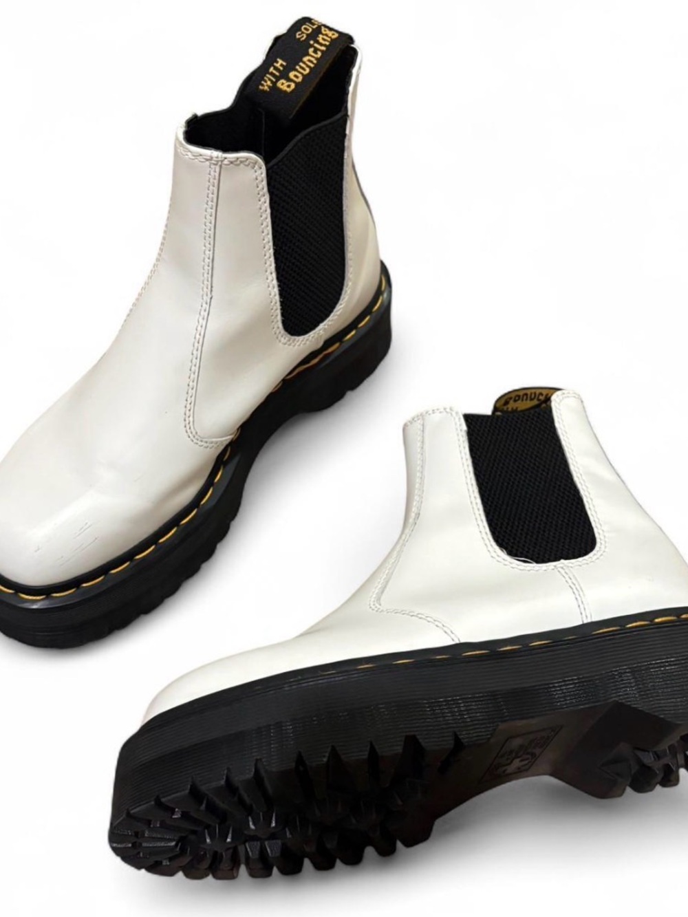 Dr. Marten 2976 Quad Leather White Chelsea Platform Boots Sz 7 - Picture 4 of 10